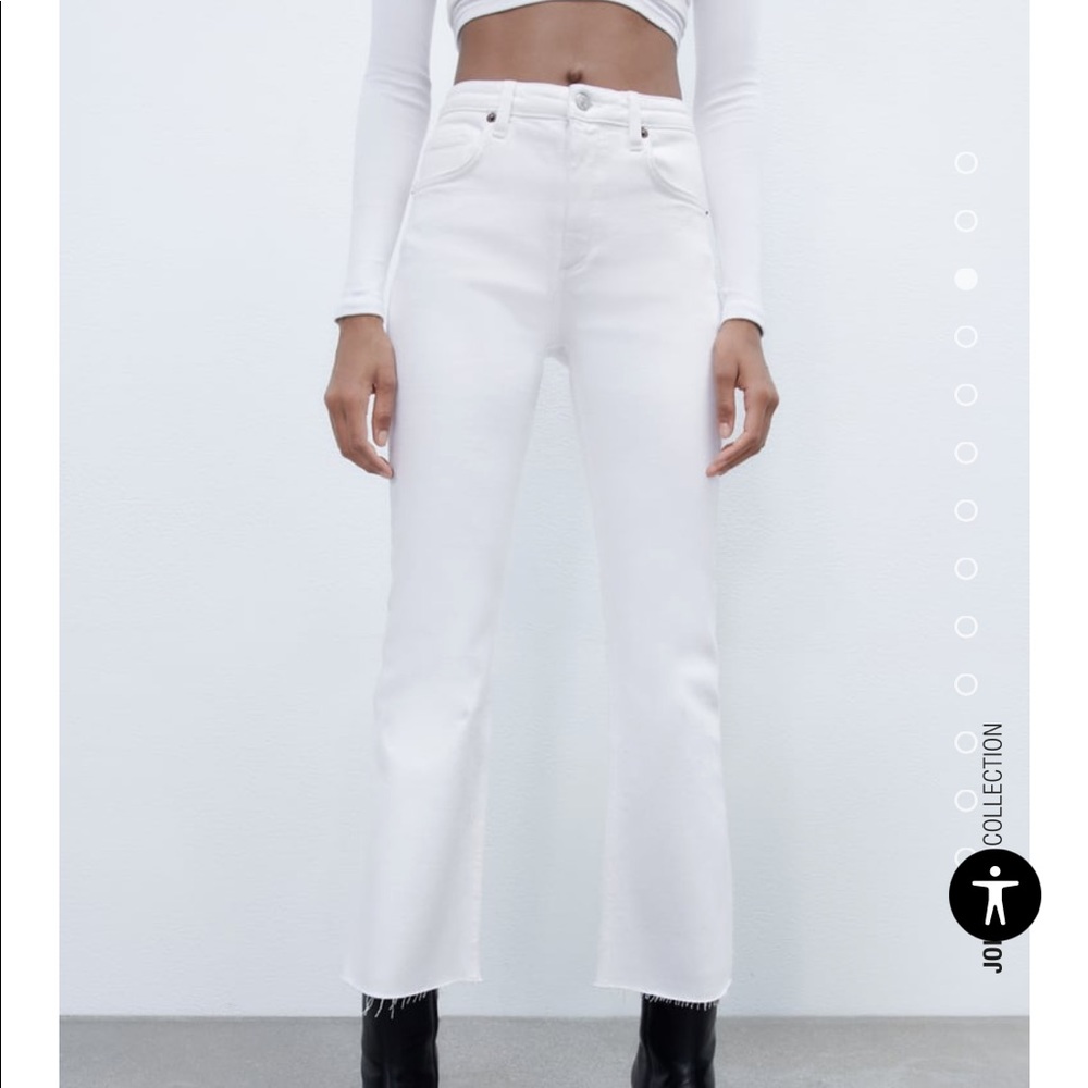 NWT Zara mid-rise cropped flare white jeans